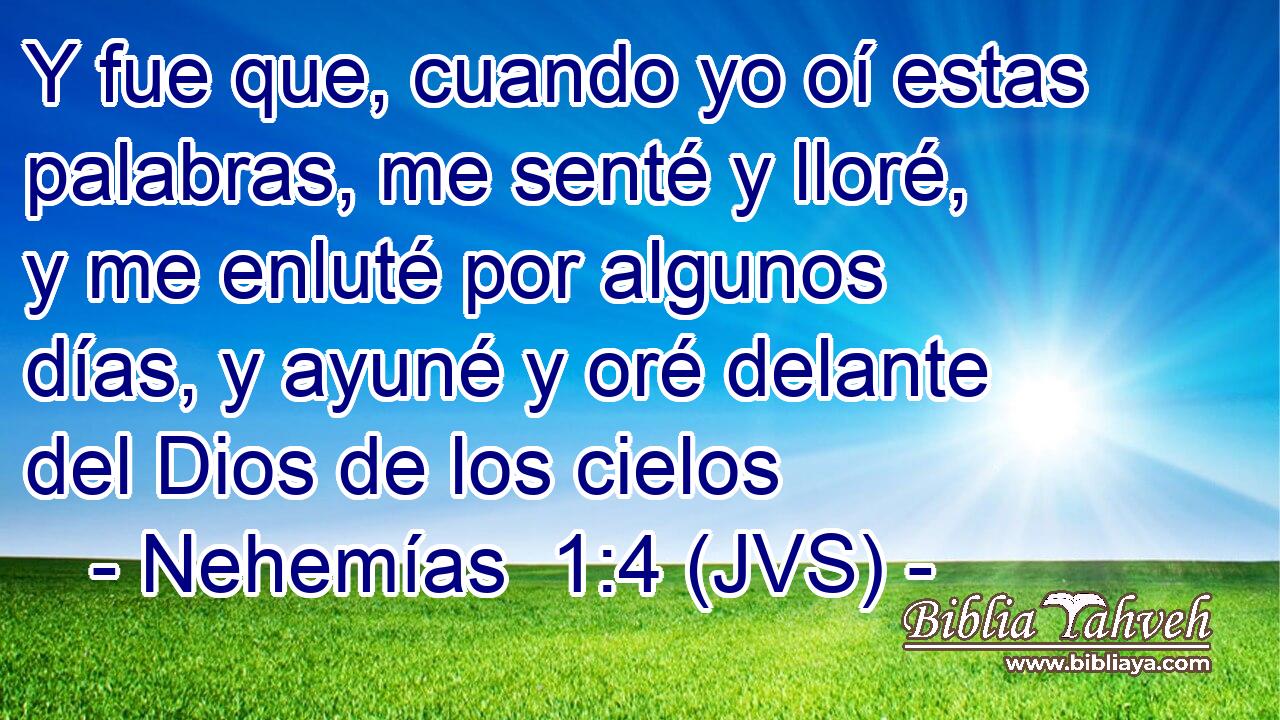 Y fue que, cuando yo oí estas palabras, me senté y lloré, y me enluté por algunos días, y ayuné y oré delante del Dios de los cielos
