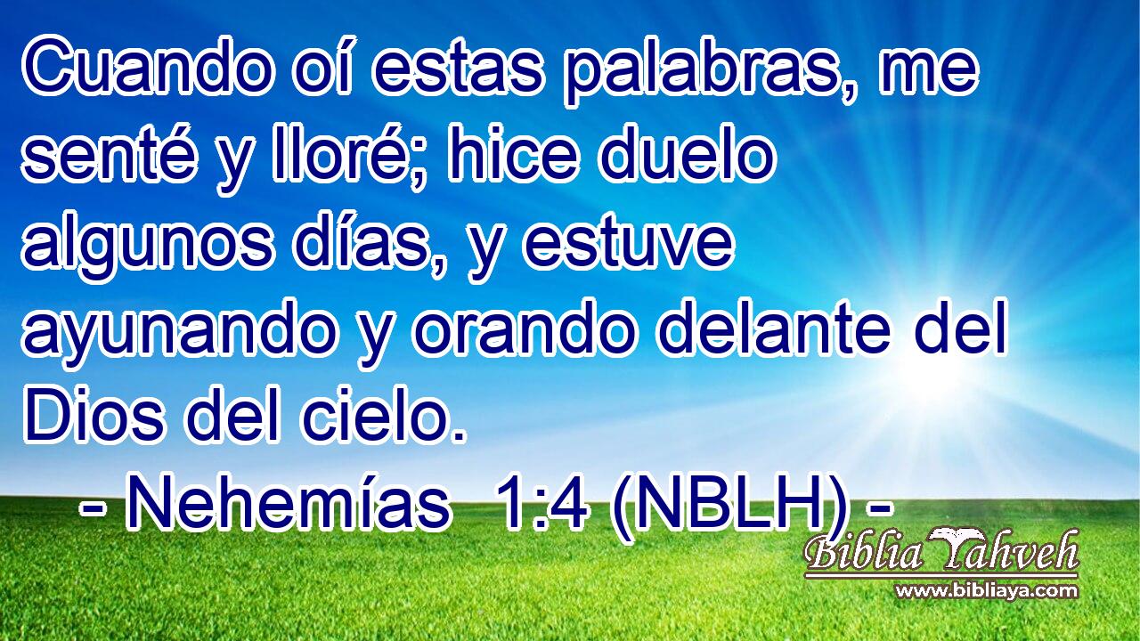  Cuando oí estas palabras, me senté y lloré; hice duelo algunos días, y estuve ayunando y orando delante del Dios del cielo. 