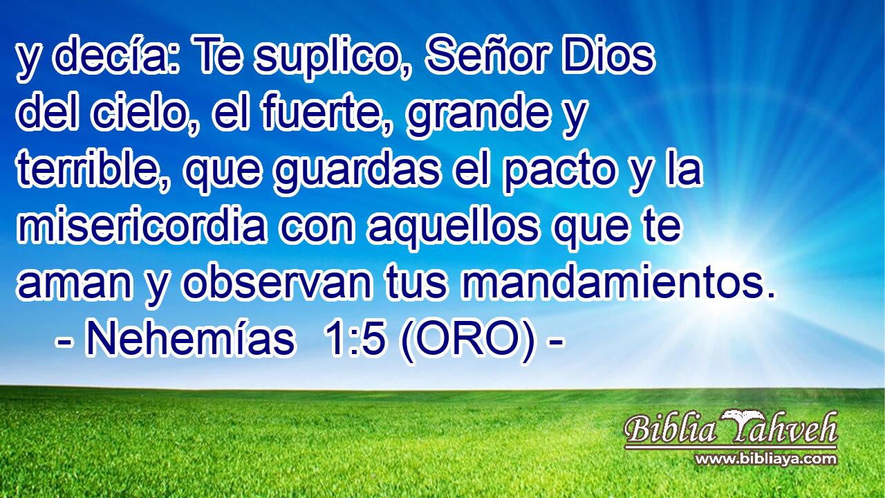  y decía: Te suplico, Señor Dios del cielo, el fuerte, grande y terrible, que guardas el pacto y la misericordia con aquellos que te aman y observan tus mandamientos. 