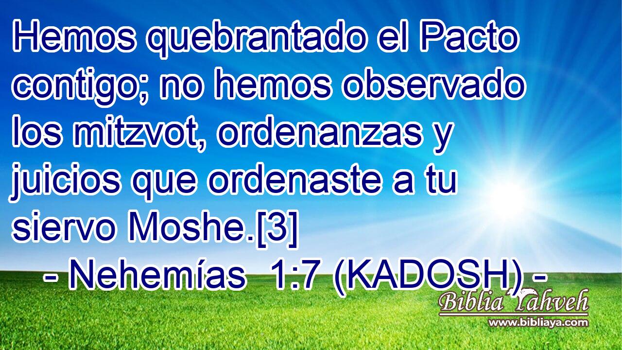  Hemos quebrantado el Pacto contigo; no hemos observado los mitzvot, ordenanzas y juicios que ordenaste a tu siervo Moshe.[3] 