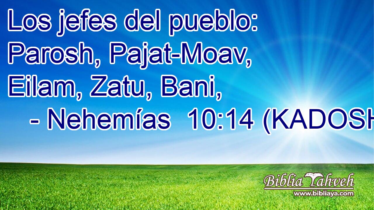  Los jefes del pueblo: Parosh, Pajat-Moav, Eilam, Zatu, Bani, 