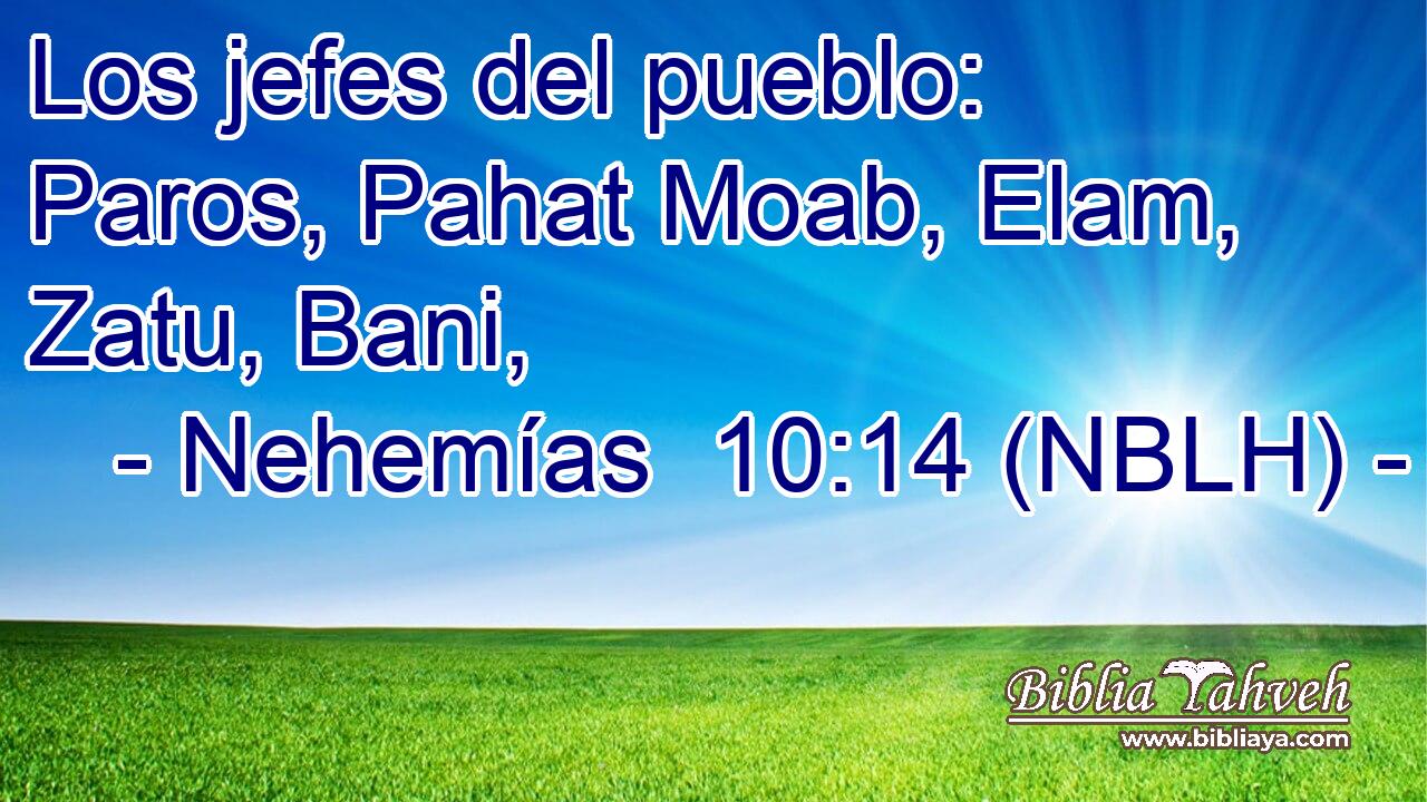  Los jefes del pueblo: Paros, Pahat Moab, Elam, Zatu, Bani, 