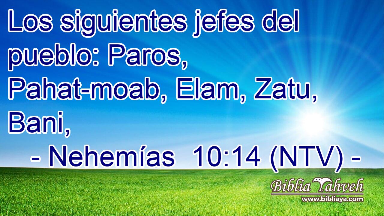 Los siguientes jefes del pueblo: Paros, Pahat-moab, Elam, Zatu, Bani,