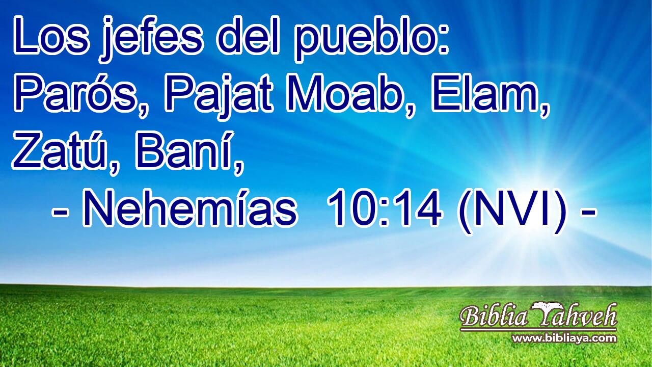  Los jefes del pueblo: Parós, Pajat Moab, Elam, Zatú, Baní, 