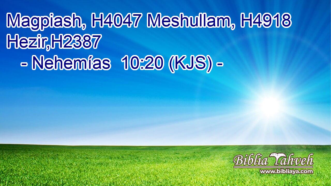 Magpiash, H4047 Meshullam, H4918 Hezir,H2387