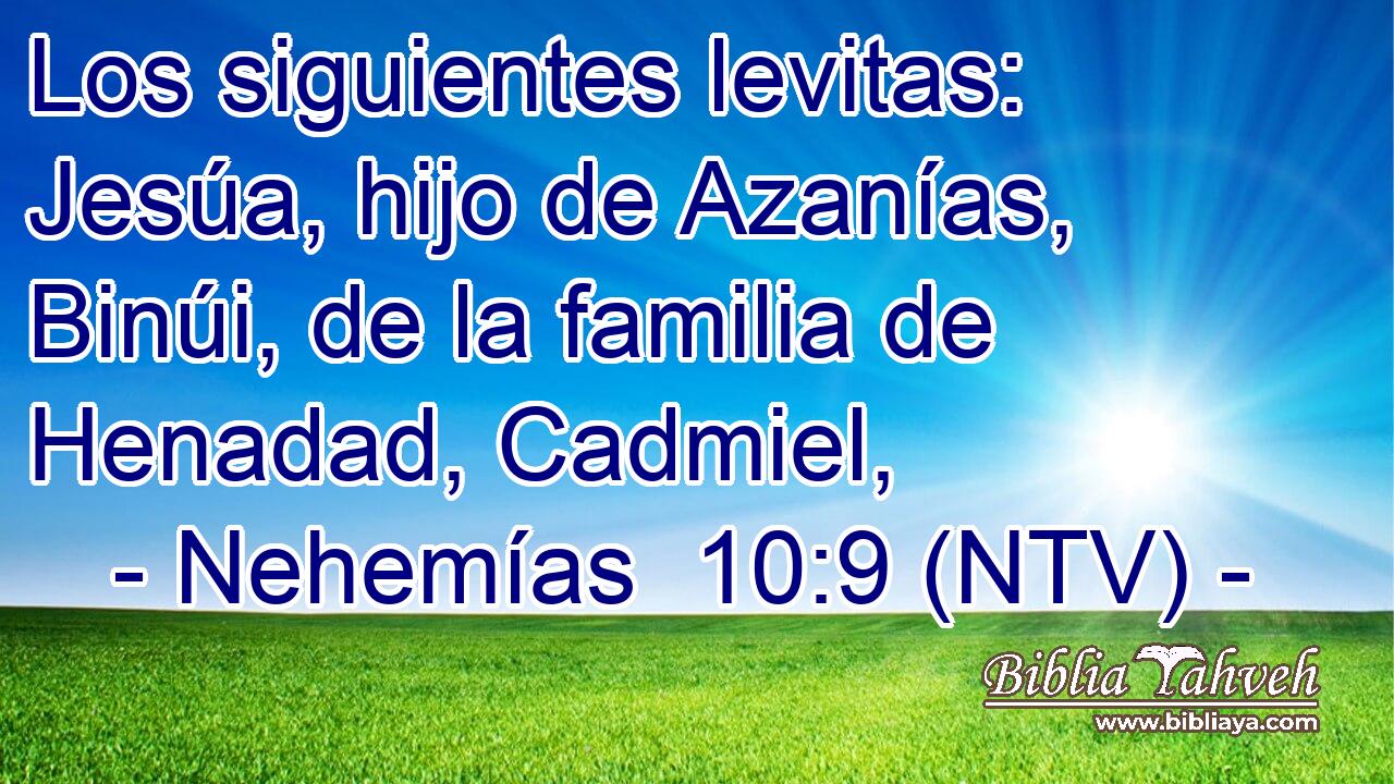 Los siguientes levitas: Jesúa, hijo de Azanías, Binúi, de la familia de Henadad, Cadmiel,