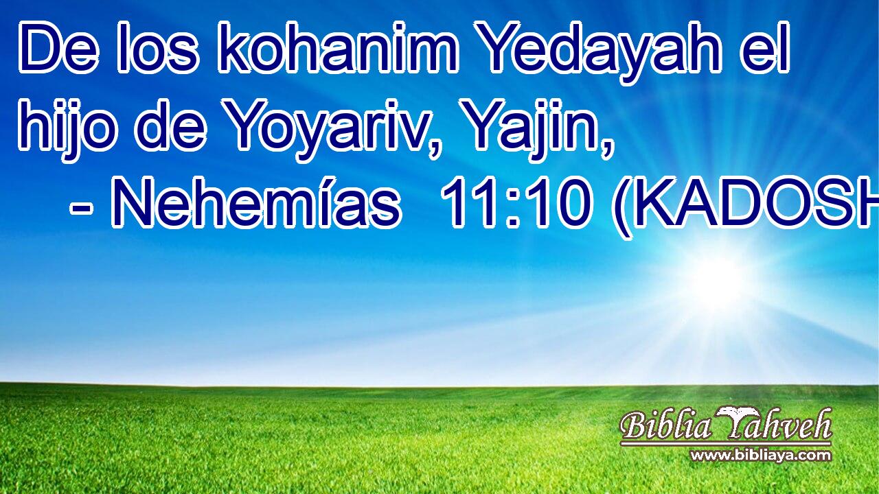 De los kohanim Yedayah el hijo de Yoyariv, Yajin, 