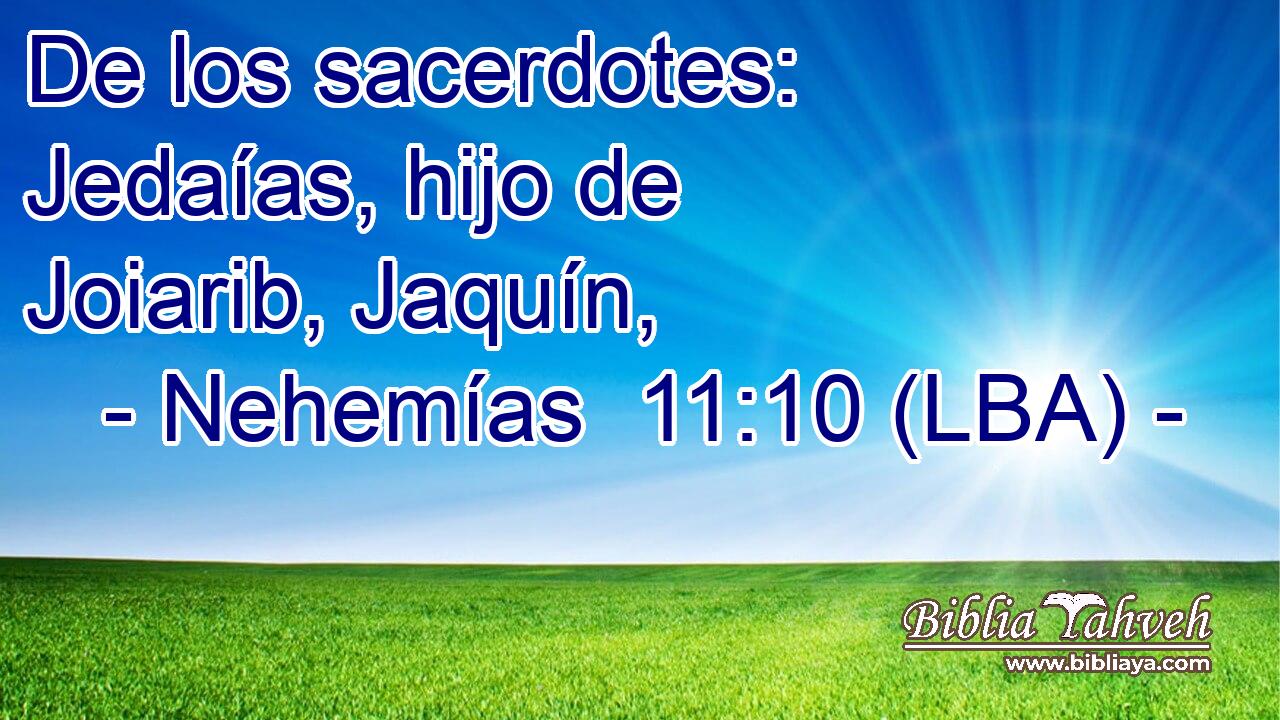 De los sacerdotes: Jedaías, hijo de Joiarib, Jaquín,