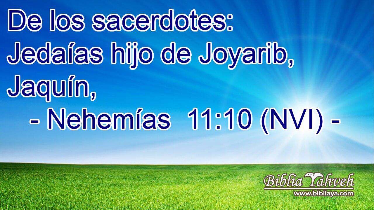  De los sacerdotes: Jedaías hijo de Joyarib, Jaquín, 