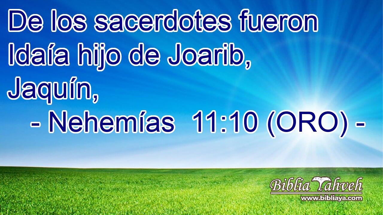  De los sacerdotes fueron Idaía hijo de Joarib, Jaquín, 
