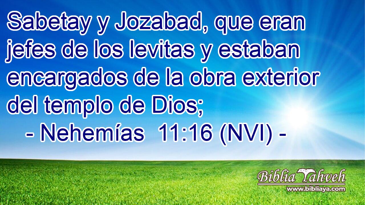  Sabetay y Jozabad, que eran jefes de los levitas y estaban encargados de la obra exterior del templo de Dios; 
