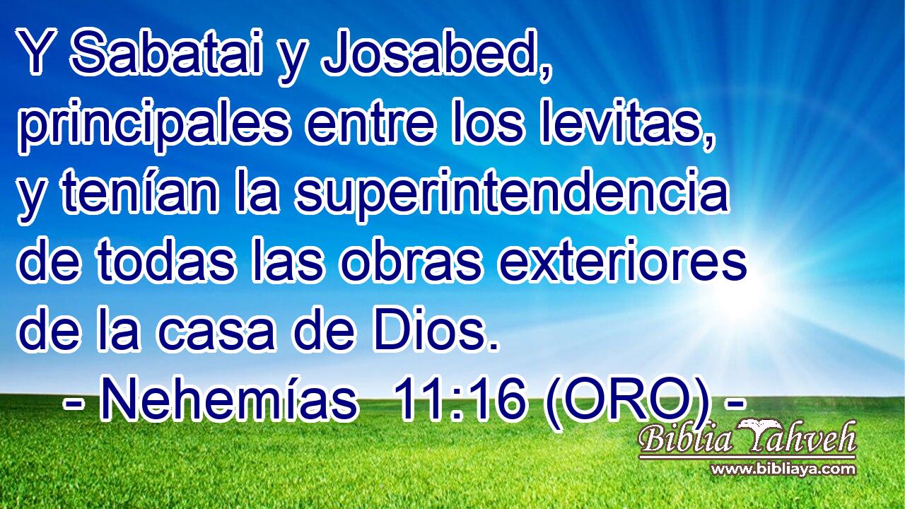  Y Sabatai y Josabed, principales entre los levitas, y tenían la superintendencia de todas las obras exteriores de la casa de Dios. 