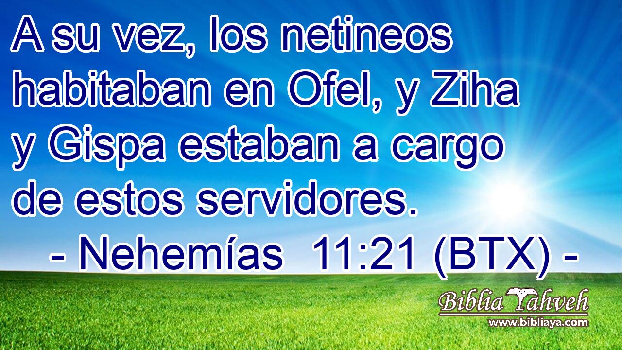 A su vez, los netineos habitaban en Ofel, y Ziha y Gispa estaban a cargo de estos servidores.