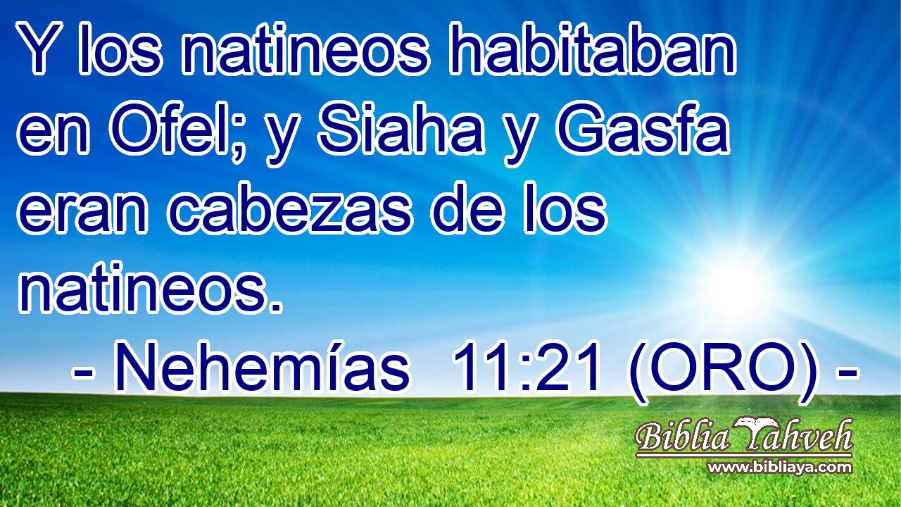  Y los natineos habitaban en Ofel; y Siaha y Gasfa eran cabezas de los natineos. 