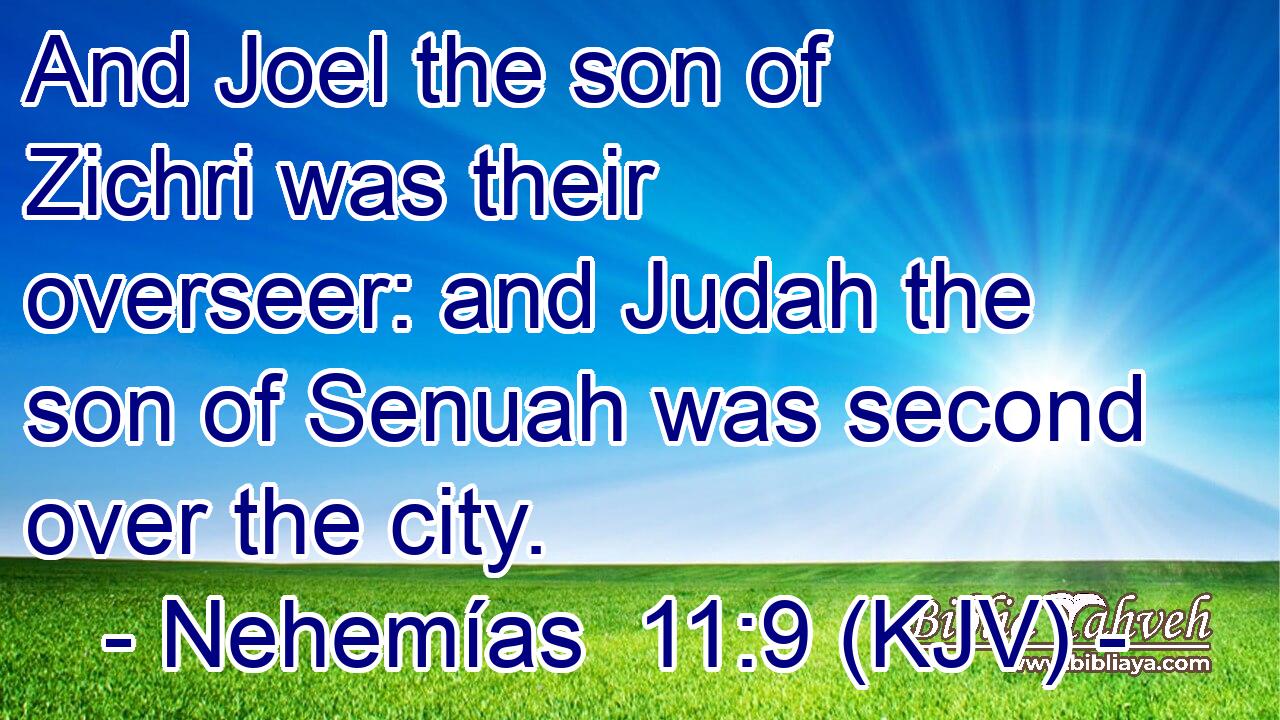And Joel the son of Zichri was their overseer: and Judah the son of Senuah was second over the city.