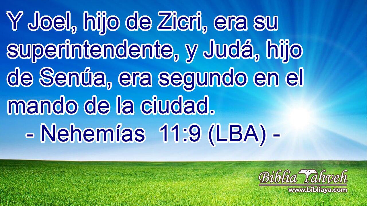 Y Joel, hijo de Zicri, era su superintendente, y Judá, hijo de Senúa, era segundo en el mando de la ciudad.