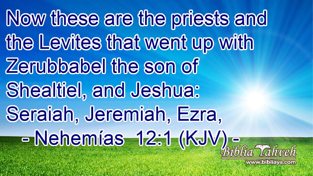 Now these are the priests and the Levites that went up with Zerubbabel the son of Shealtiel, and Jeshua: Seraiah, Jeremiah, Ezra,