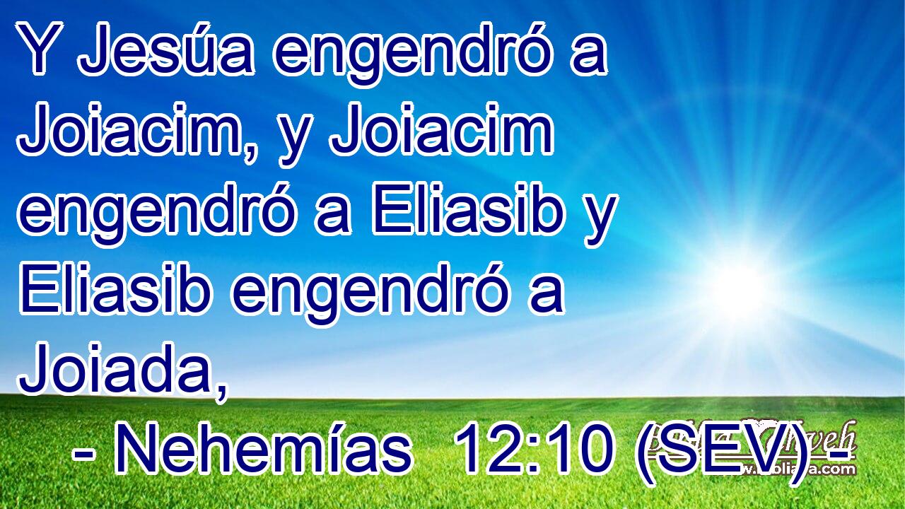 Y Jesúa engendró a Joiacim, y Joiacim engendró a Eliasib y Eliasib engendró a Joiada,