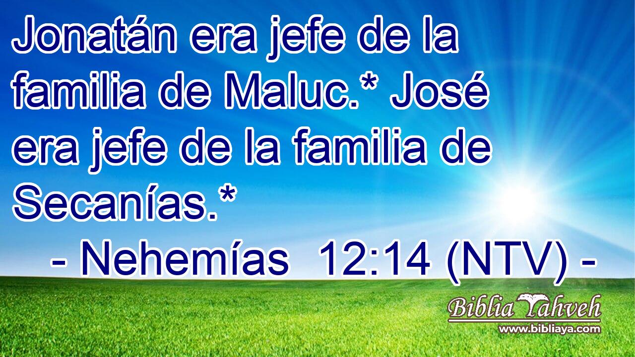 Jonatán era jefe de la familia de Maluc.* José era jefe de la familia de Secanías.*
