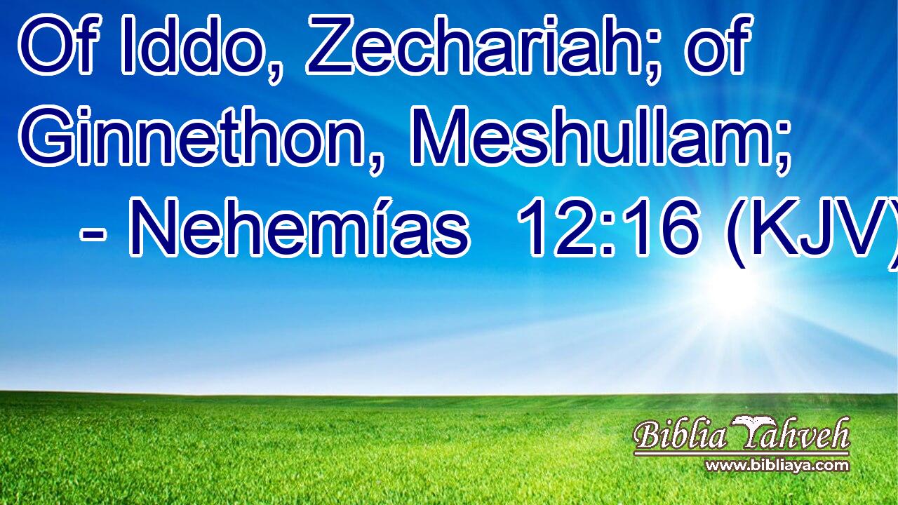 Of Iddo, Zechariah; of Ginnethon, Meshullam;