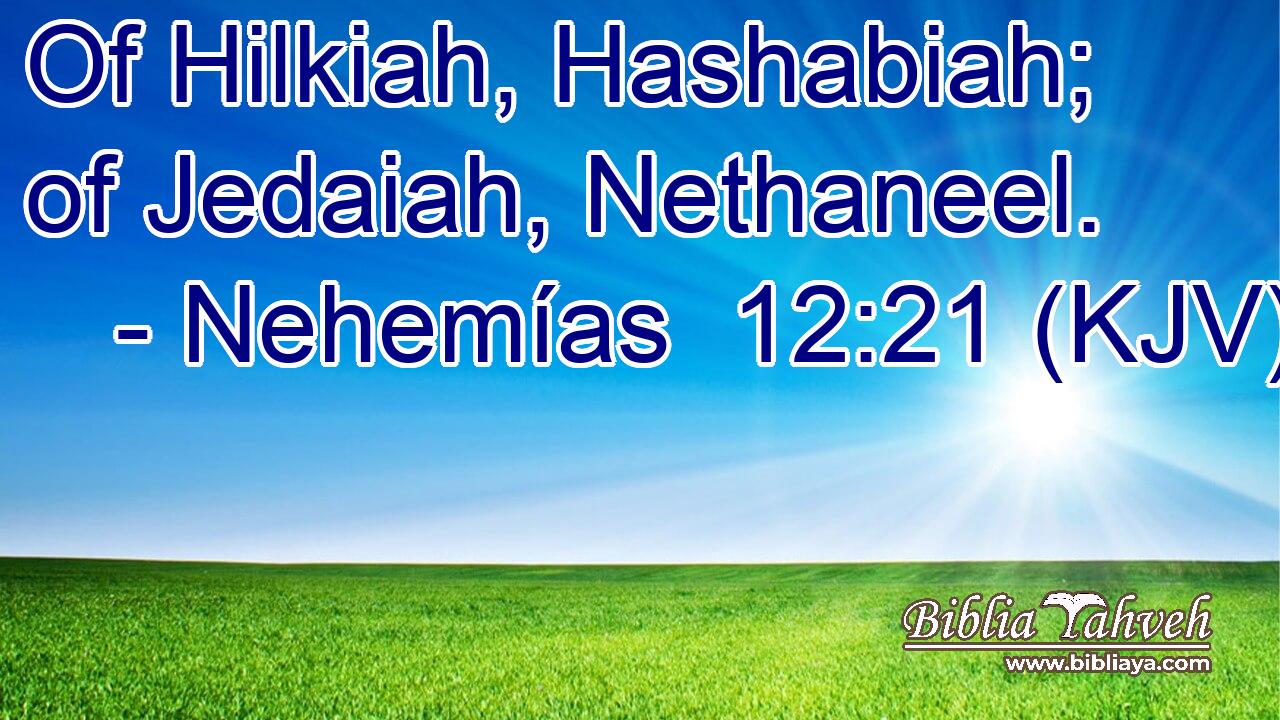 Of Hilkiah, Hashabiah; of Jedaiah, Nethaneel.