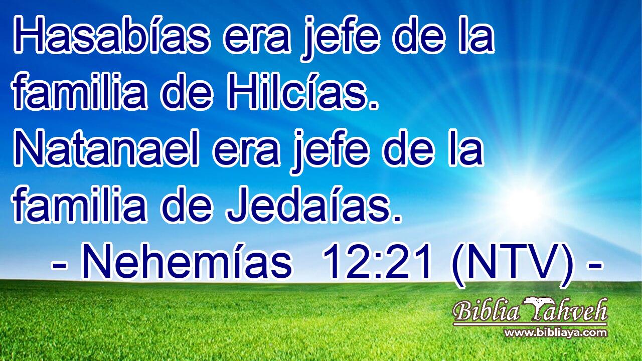 Hasabías era jefe de la familia de Hilcías. Natanael era jefe de la familia de Jedaías.
