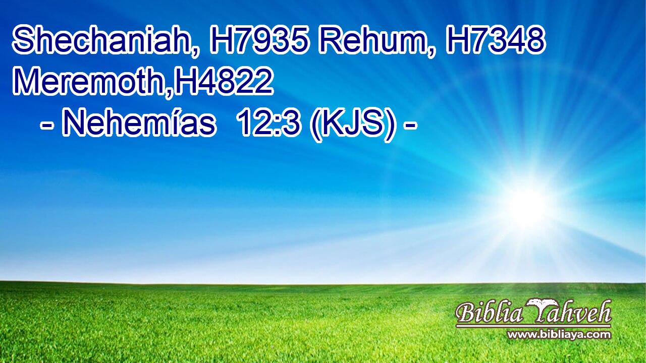 Shechaniah, H7935 Rehum, H7348 Meremoth,H4822
