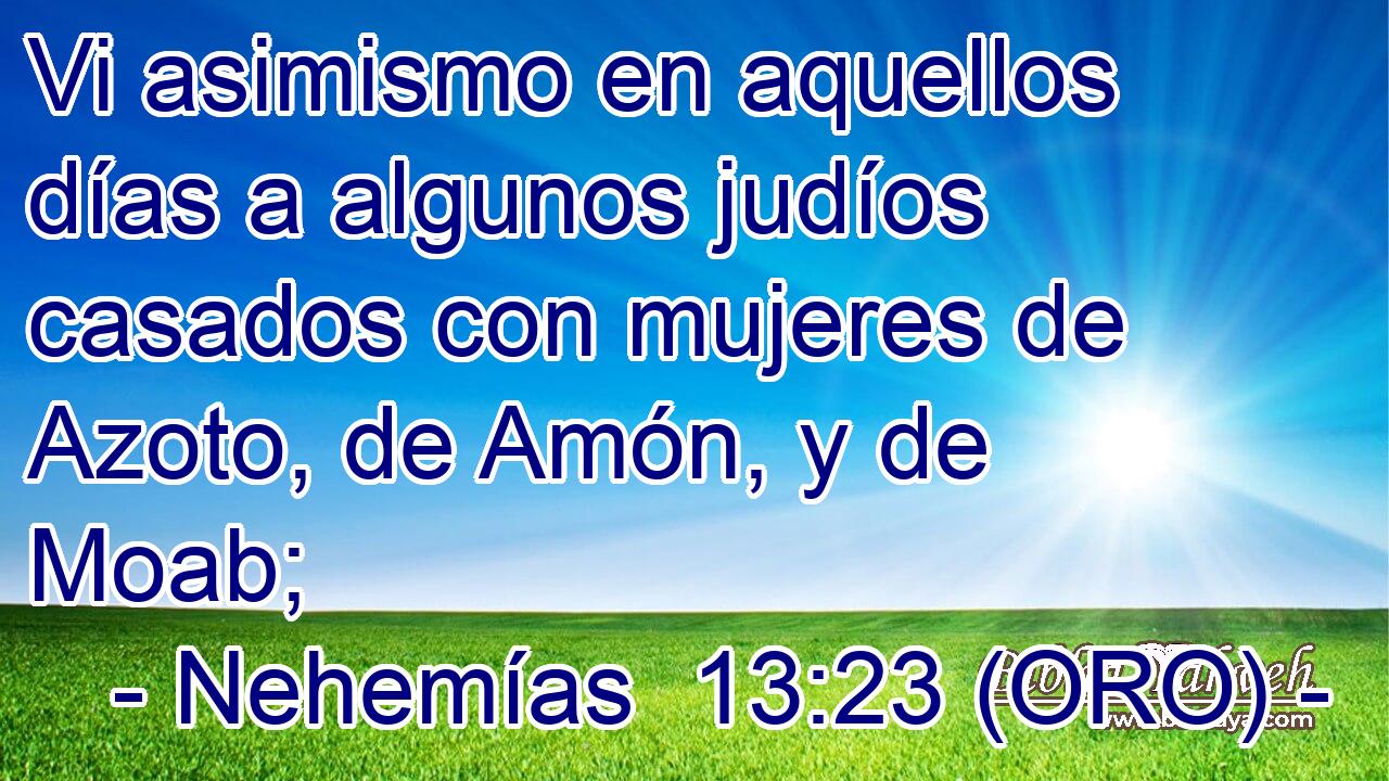  Vi asimismo en aquellos días a algunos judíos casados con mujeres de Azoto, de Amón, y de Moab; 