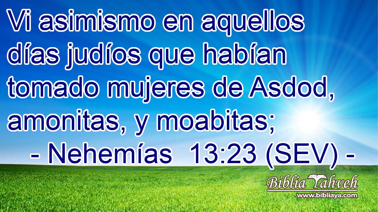 Vi asimismo en aquellos días judíos que habían tomado mujeres de Asdod, amonitas, y moabitas;
