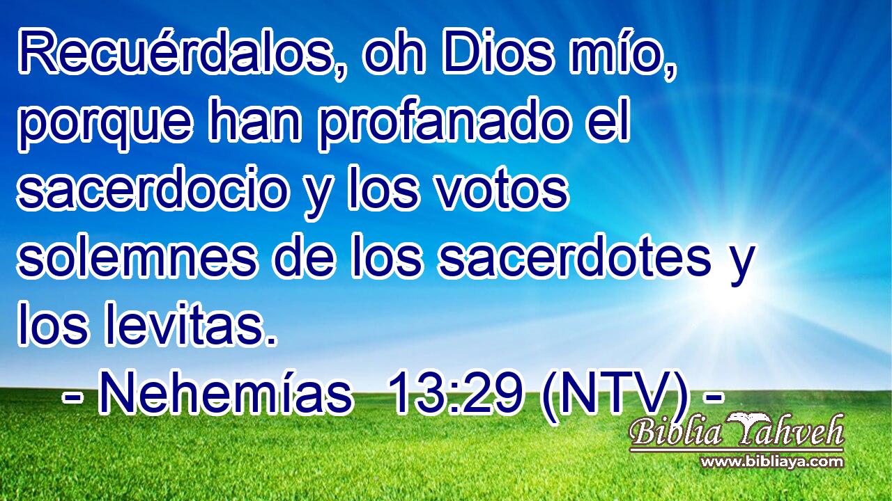 Recuérdalos, oh Dios mío, porque han profanado el sacerdocio y los votos solemnes de los sacerdotes y los levitas.