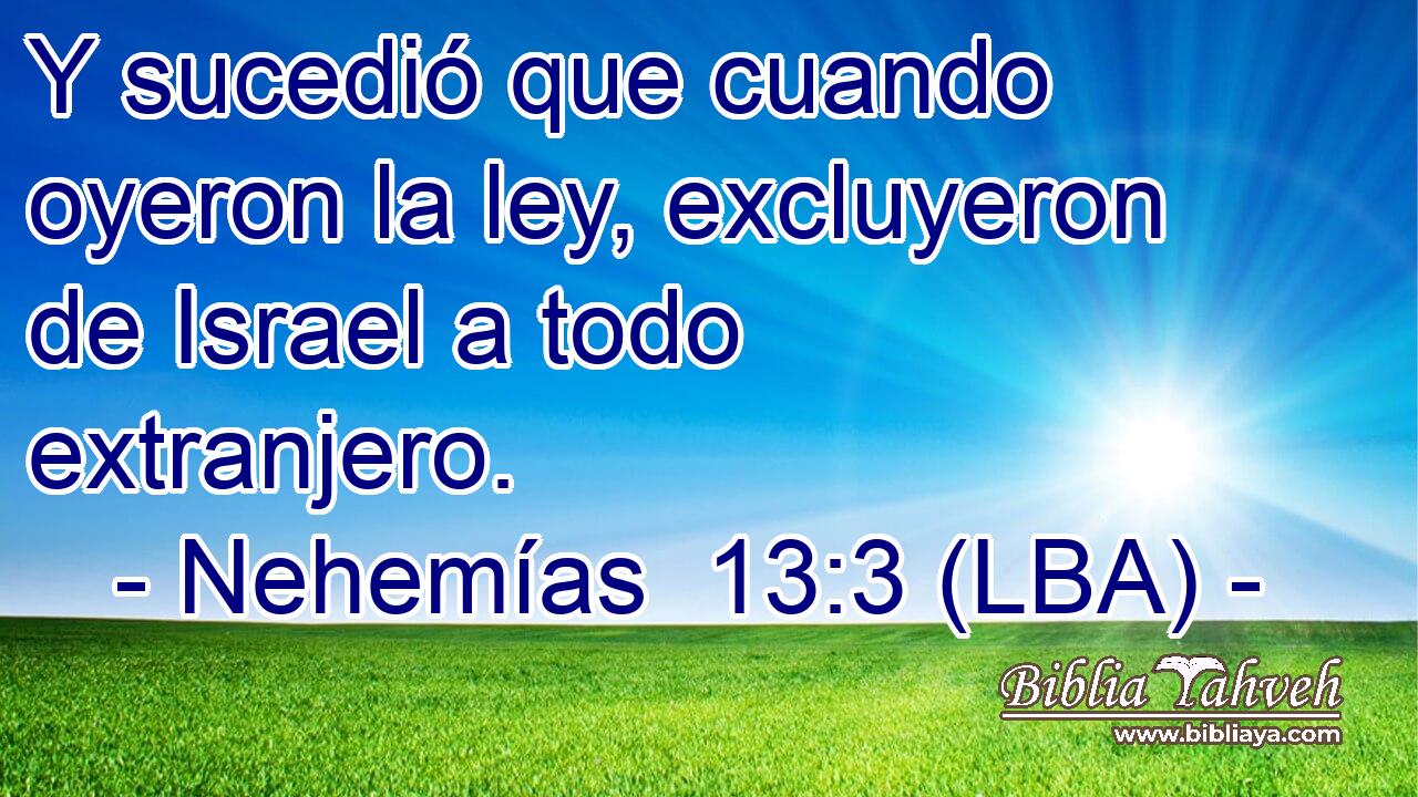 Y sucedió que cuando oyeron la ley, excluyeron de Israel a todo extranjero.