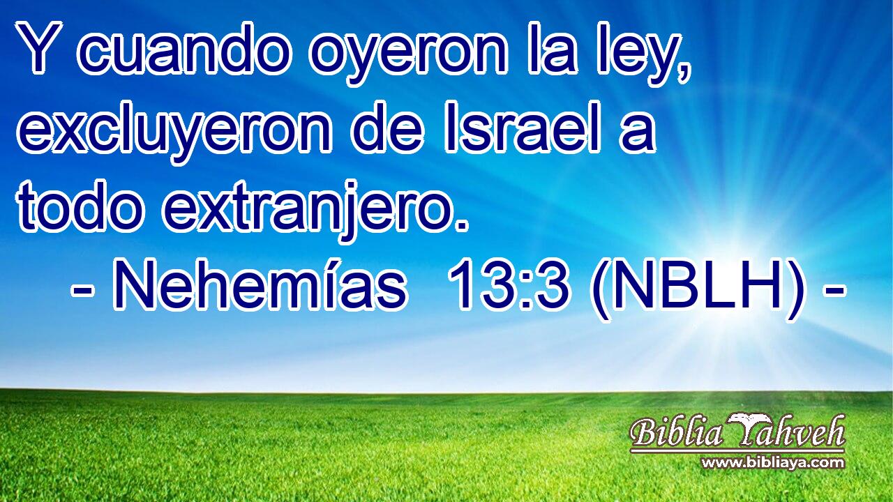  Y cuando oyeron la ley, excluyeron de Israel a todo extranjero. 