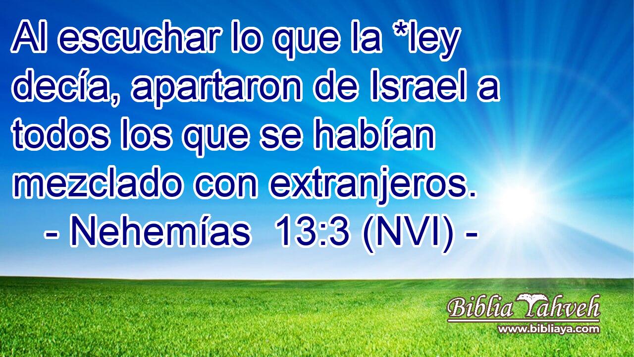  Al escuchar lo que la *ley decía, apartaron de Israel a todos los que se habían mezclado con extranjeros. 