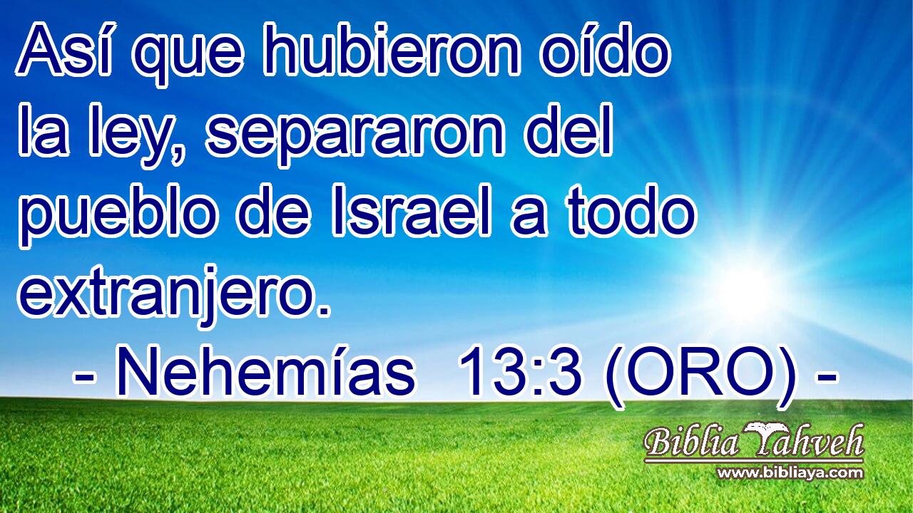  Así que hubieron oído la ley, separaron del pueblo de Israel a todo extranjero. 