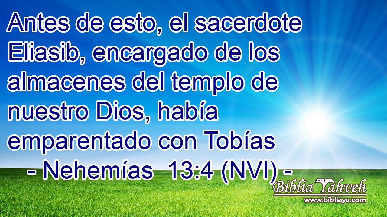  Antes de esto, el sacerdote Eliasib, encargado de los almacenes del templo de nuestro Dios, había emparentado con Tobías 