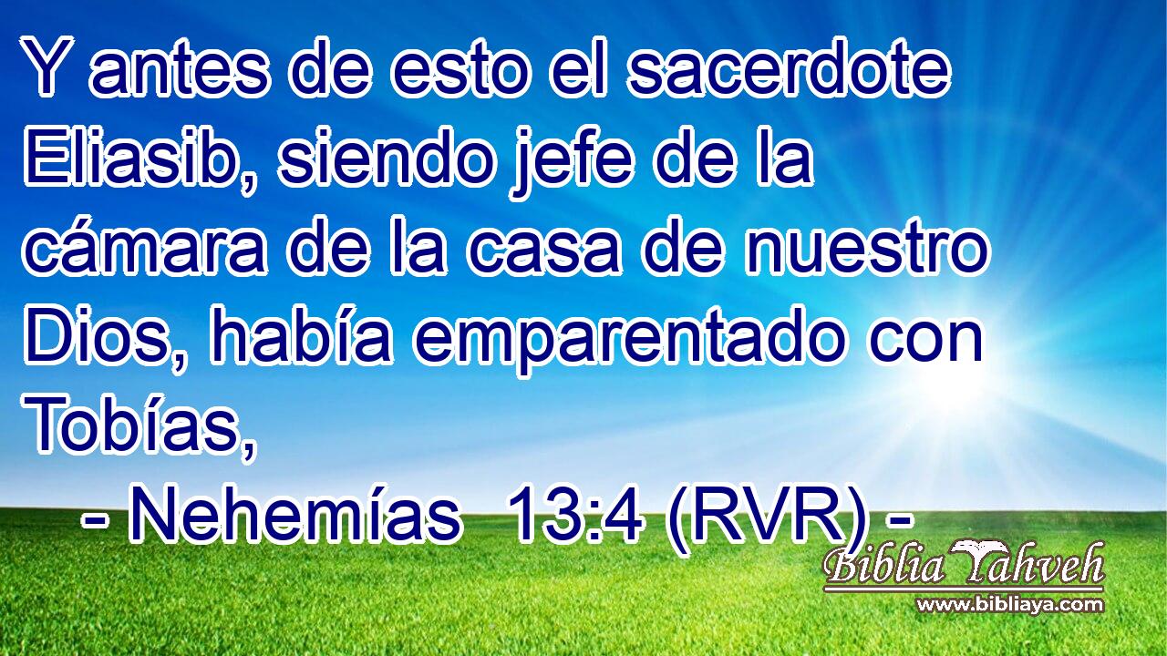 Y antes de esto el sacerdote Eliasib, siendo jefe de la cámara de la casa de nuestro Dios, había emparentado con Tobías,