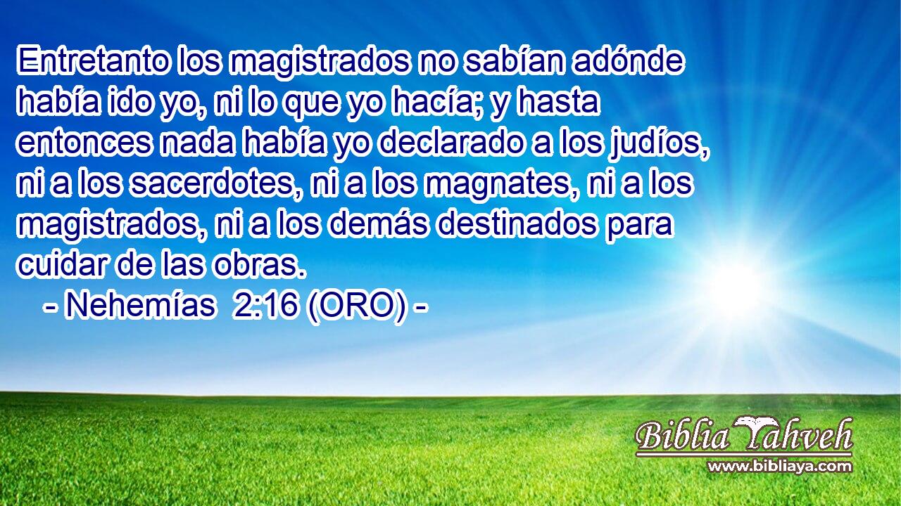  Entretanto los magistrados no sabían adónde había ido yo, ni lo que yo hacía; y hasta entonces nada había yo declarado a los judíos, ni a los sacerdotes, ni a los magnates, ni a los magistrados, ni a los demás destinados para cuidar de las obras. 