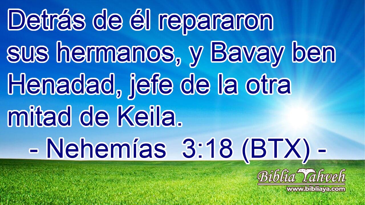 Detrás de él repararon sus hermanos, y Bavay ben Henadad, jefe de la otra mitad de Keila.