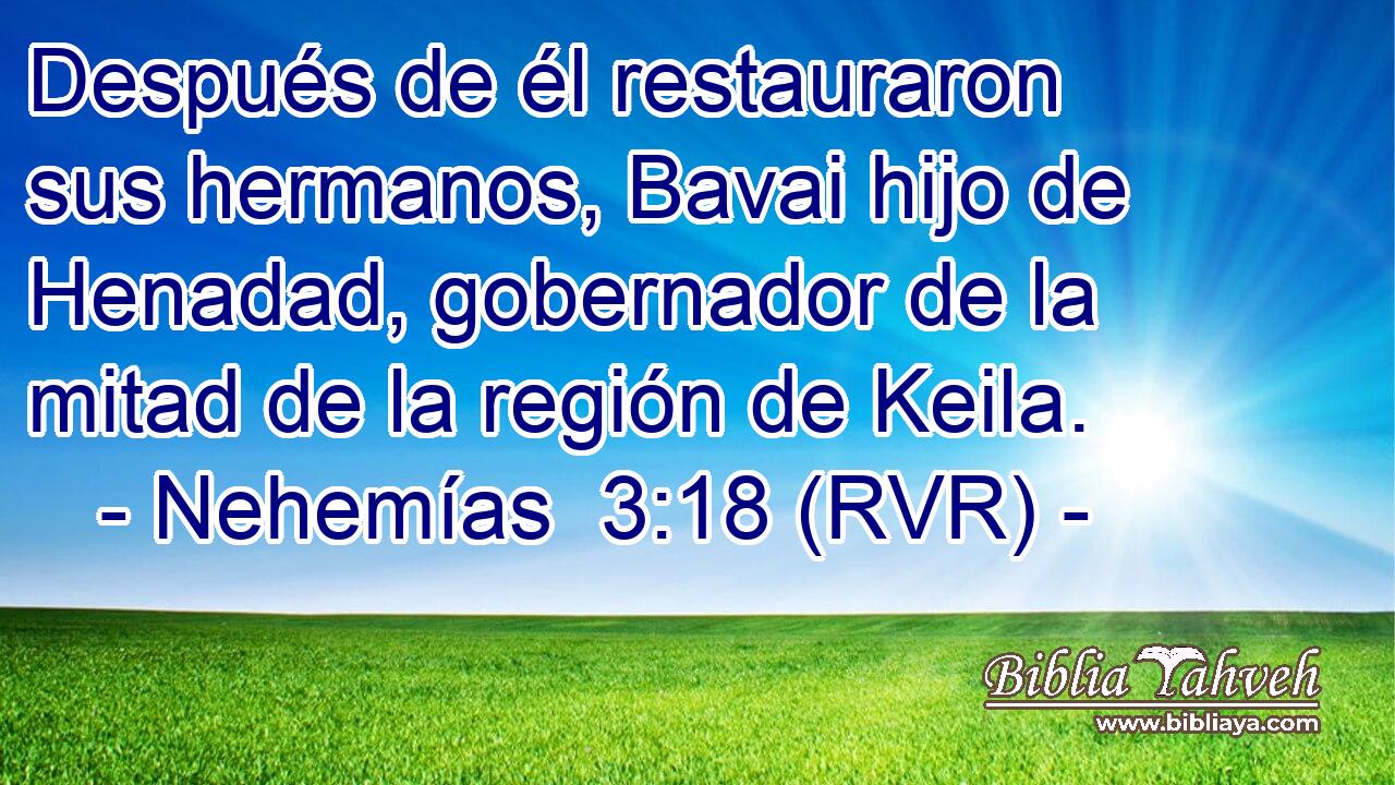 Después de él restauraron sus hermanos, Bavai hijo de Henadad, gobernador de la mitad de la región de Keila.