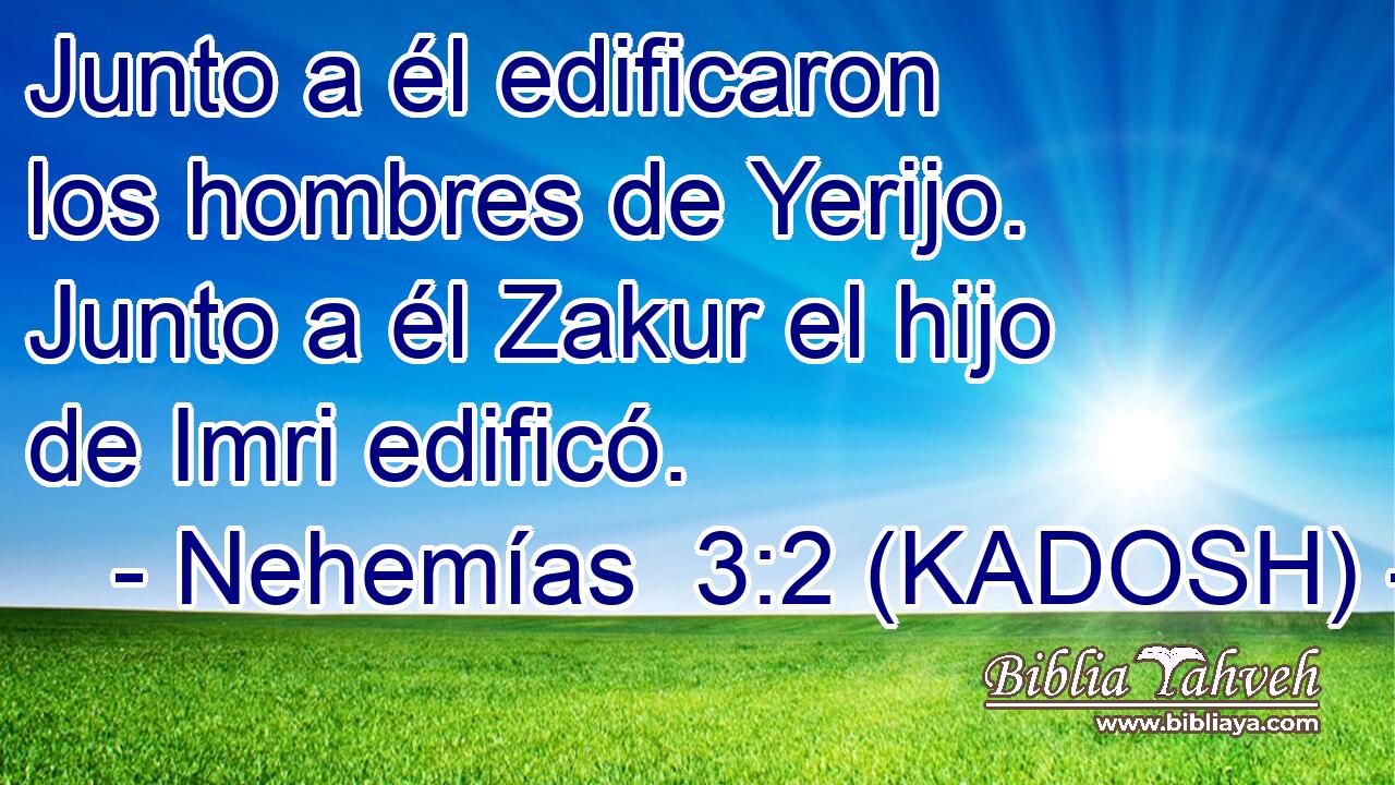  Junto a él edificaron los hombres de Yerijo. Junto a él Zakur el hijo de Imri edificó. 