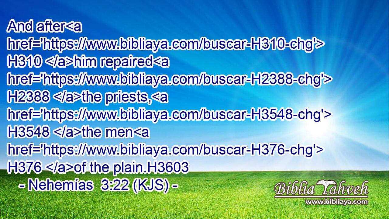 And after H310 him repaired H2388 the priests, H3548 the men H376 of the plain.H3603