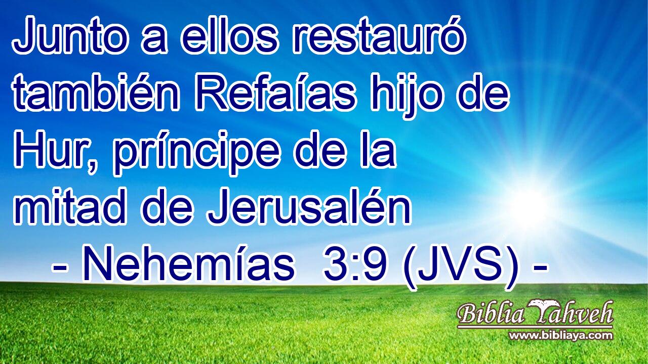 Junto a ellos restauró también Refaías hijo de Hur, príncipe de la mitad de Jerusalén