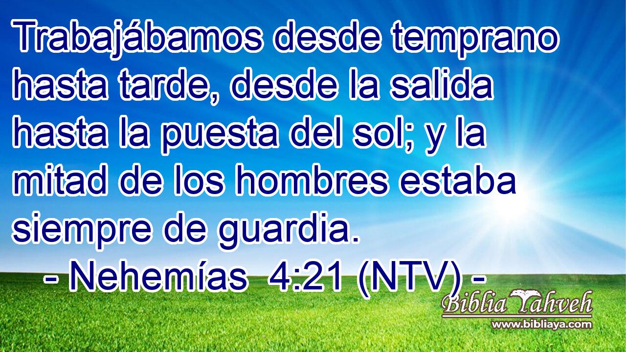 Trabajábamos desde temprano hasta tarde, desde la salida hasta la puesta del sol; y la mitad de los hombres estaba siempre de guardia.