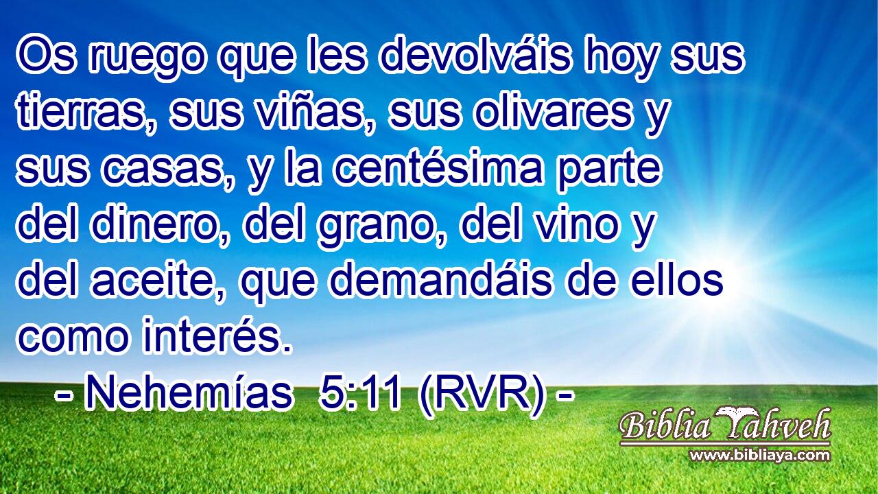 Os ruego que les devolváis hoy sus tierras, sus viñas, sus olivares y sus casas, y la centésima parte del dinero, del grano, del vino y del aceite, que demandáis de ellos como interés.