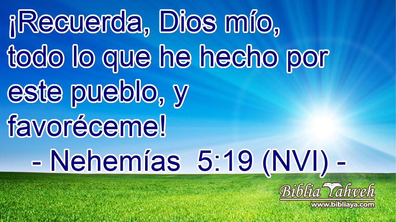  ¡Recuerda, Dios mío, todo lo que he hecho por este pueblo, y favoréceme! 