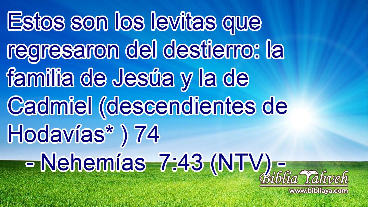 Estos son los levitas que regresaron del destierro: la familia de Jesúa y la de Cadmiel (descendientes de Hodavías* ) 74  