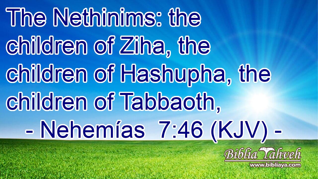 The Nethinims: the children of Ziha, the children of Hashupha, the children of Tabbaoth,