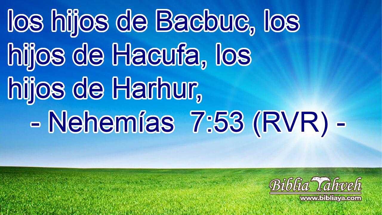 los hijos de Bacbuc, los hijos de Hacufa, los hijos de Harhur,