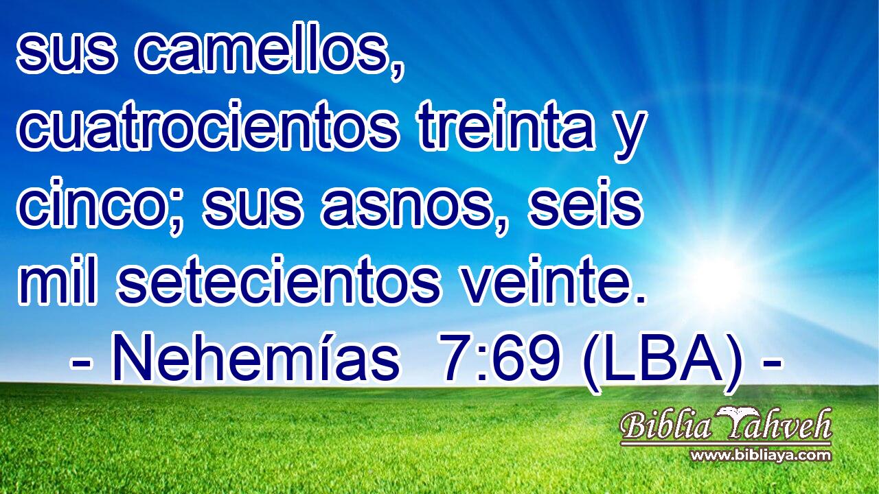 sus camellos, cuatrocientos treinta y cinco; sus asnos, seis mil setecientos veinte.