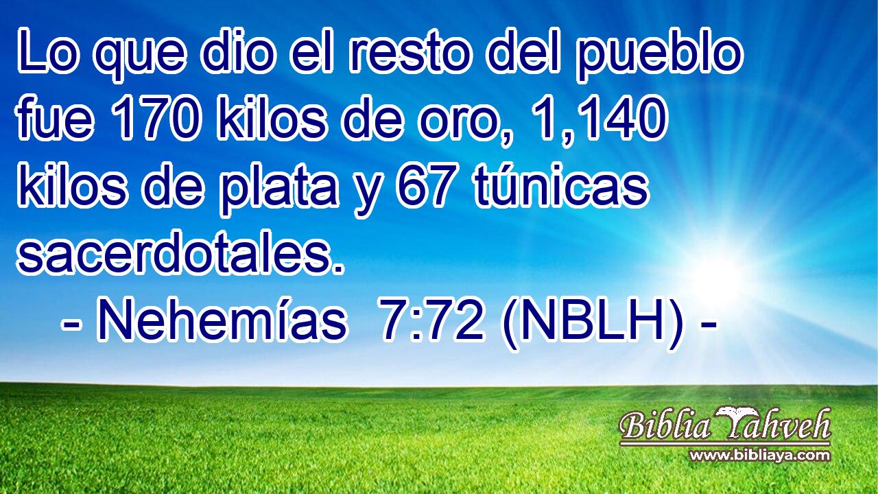  Lo que dio el resto del pueblo fue 170 kilos de oro, 1,140 kilos de plata y 67 túnicas sacerdotales. 